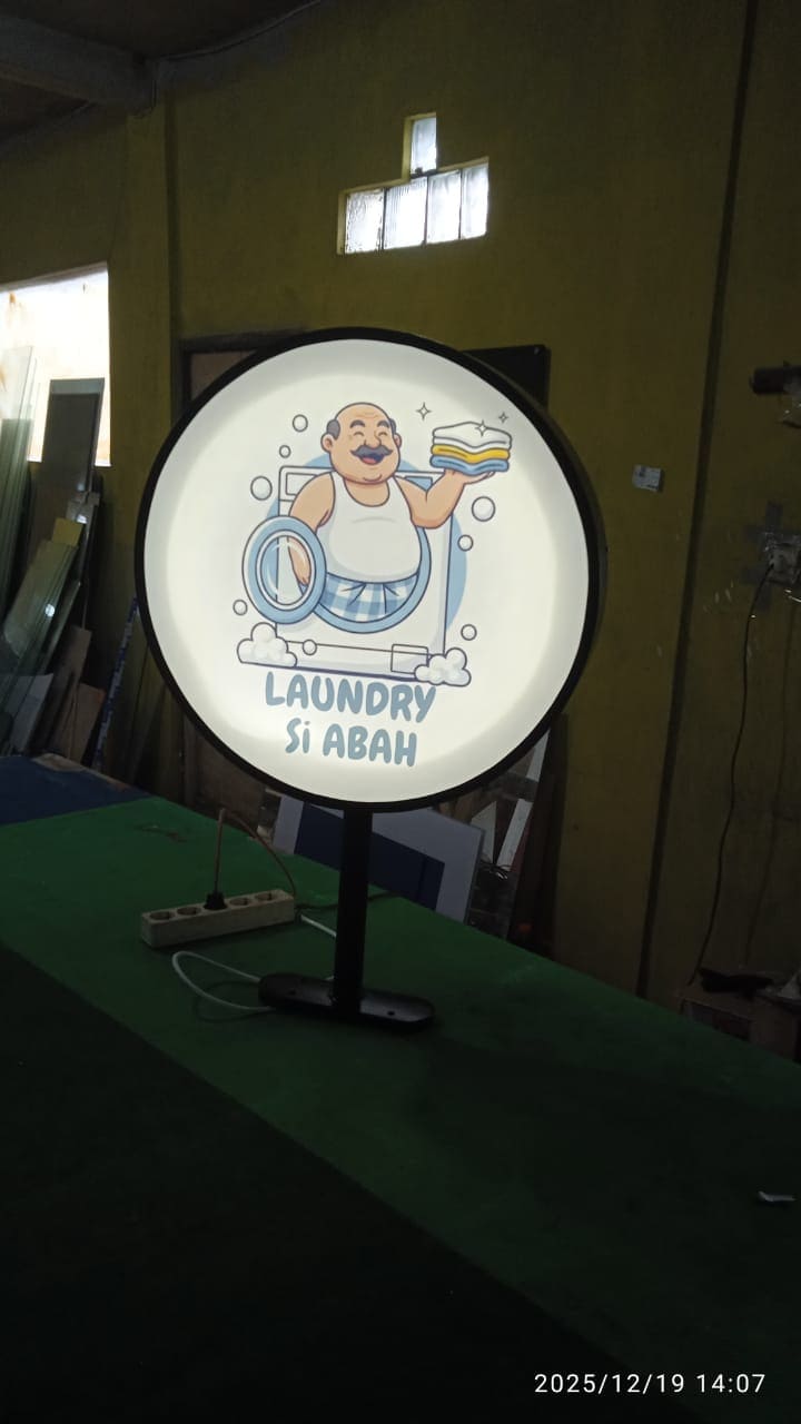 neon box bulat gantung diameter 60